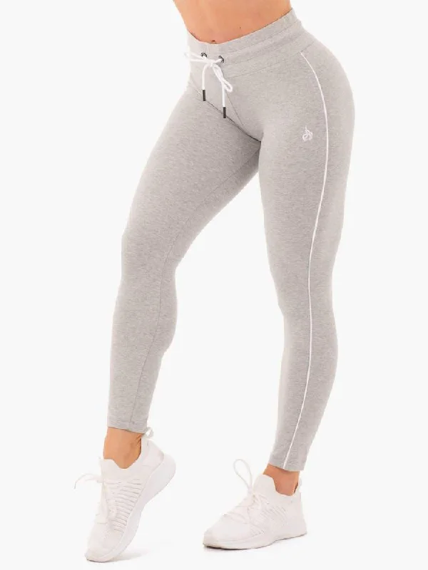 Ryderwear High Waisted Track Leggings - Grey Trendy Cut-Out Activewear Leggings