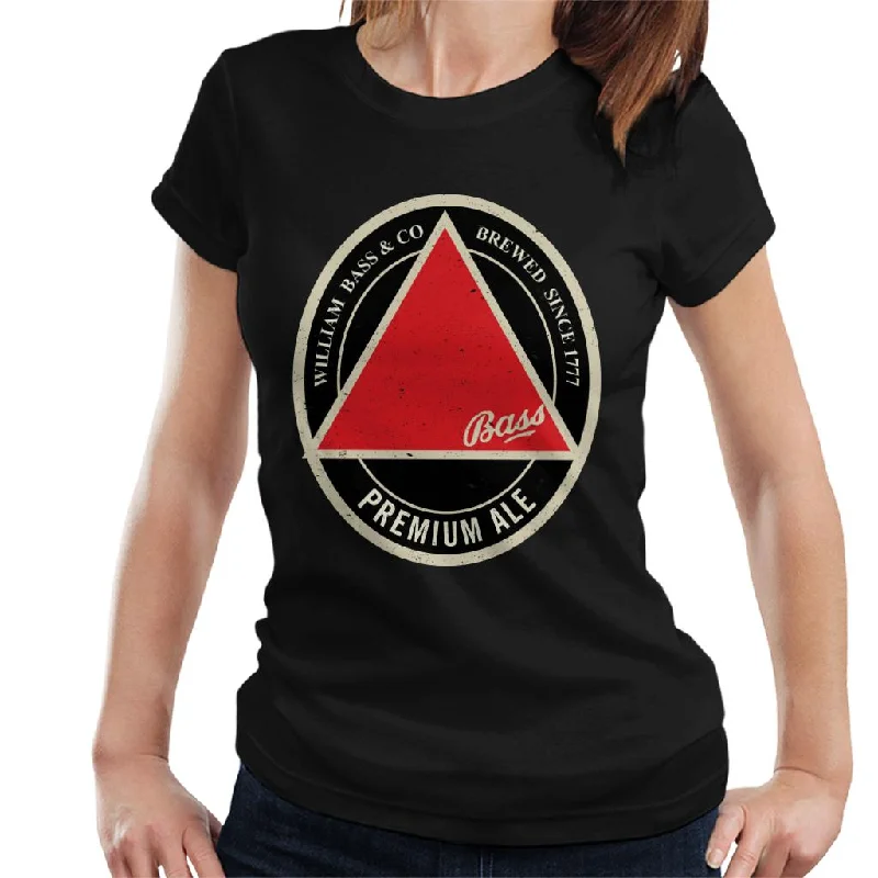 Bass Red Triangle Label Women's T-Shirt-- Ribbed Striped Patterned