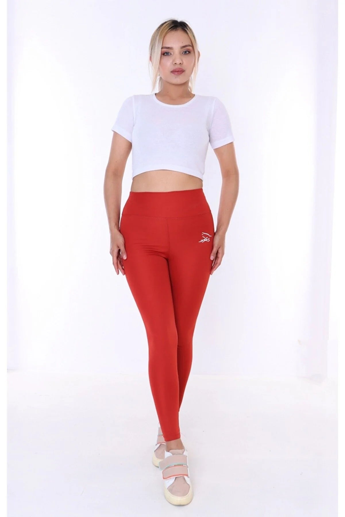 Buzzard Women's High Waist Red Long Tights Leggings Trendy Full-Length Leggings