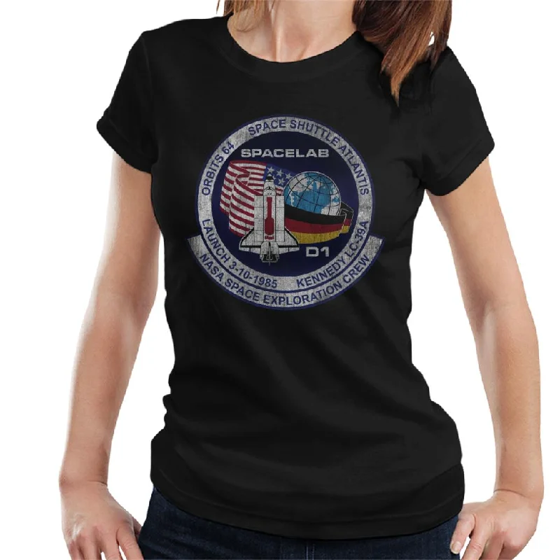 NASA STS 61 A Challenger Mission Badge Distressed Women's T-Shirt-- Polka Dot Checkered Tartan NASA STS 61 A Challenger Mission Badge Distressed Women's T-Shirt-- Polka Dot Checkered Tartan
