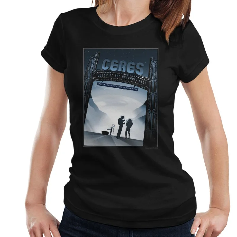 NASA Ceres Interplanetary Travel Poster Women's T-Shirt-- Lace Blend Ribbed Blend Corduroy Blend NASA Ceres Interplanetary Travel Poster Women's T-Shirt-- Lace Blend Ribbed Blend Corduroy Blend