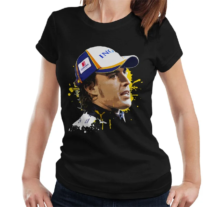 Motorsport Images Fernando Alonso Post Race Interview Women's T-Shirt-- Graphic T-Shirt Round Neck Polyester Motorsport Images Fernando Alonso Post Race Interview Women's T-Shirt-- Graphic T-Shirt Round Neck Polyester