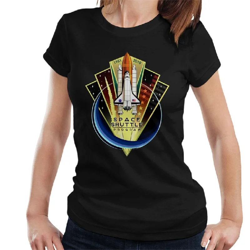 NASA Shuttle Program Commemorative Emblem Women's T-Shirt-- Print Jacquard Patchwork NASA Shuttle Program Commemorative Emblem Women's T-Shirt-- Print Jacquard Patchwork