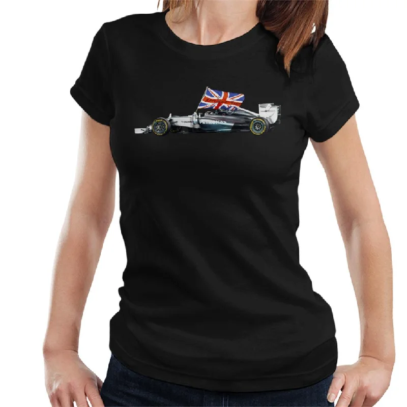 Motorsport Images Lewis Hamilton Yas Marina Circuit 2014 Women's T-Shirt-- Print Jacquard Patchwork