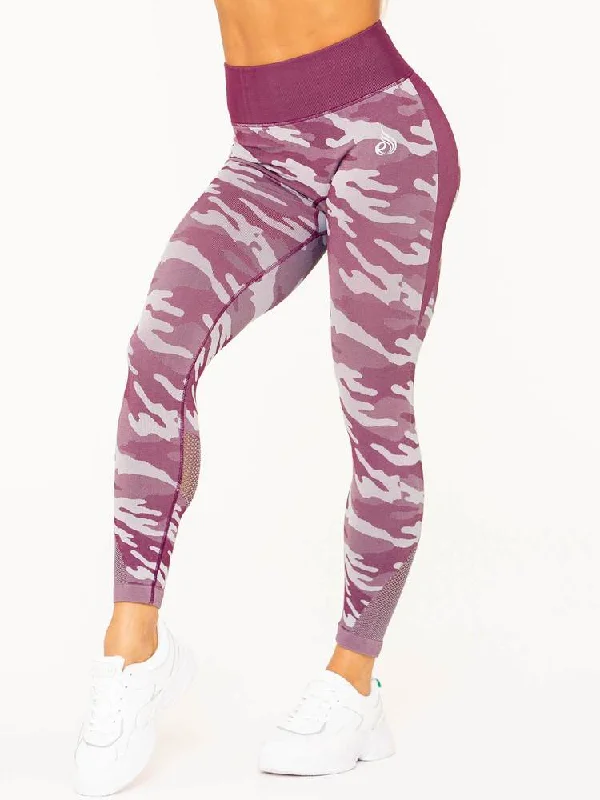 Ryderwear Camo Seamless High Waisted Leggings - Burgundy Camo Cozy Textured Workout Leggings Ryderwear Camo Seamless High Waisted Leggings - Burgundy Camo Cozy Textured Workout Leggings