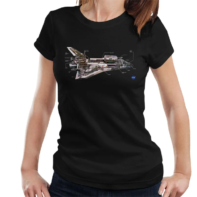 NASA Space Shuttle Schematic Diagram Women's T-Shirt-- Collared Crew Neck Turtle Neck NASA Space Shuttle Schematic Diagram Women's T-Shirt-- Collared Crew Neck Turtle Neck
