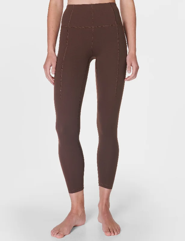 Super Soft 7/8 Yoga Leggings - Cacao Brown Stylish Pockets Active Leggings