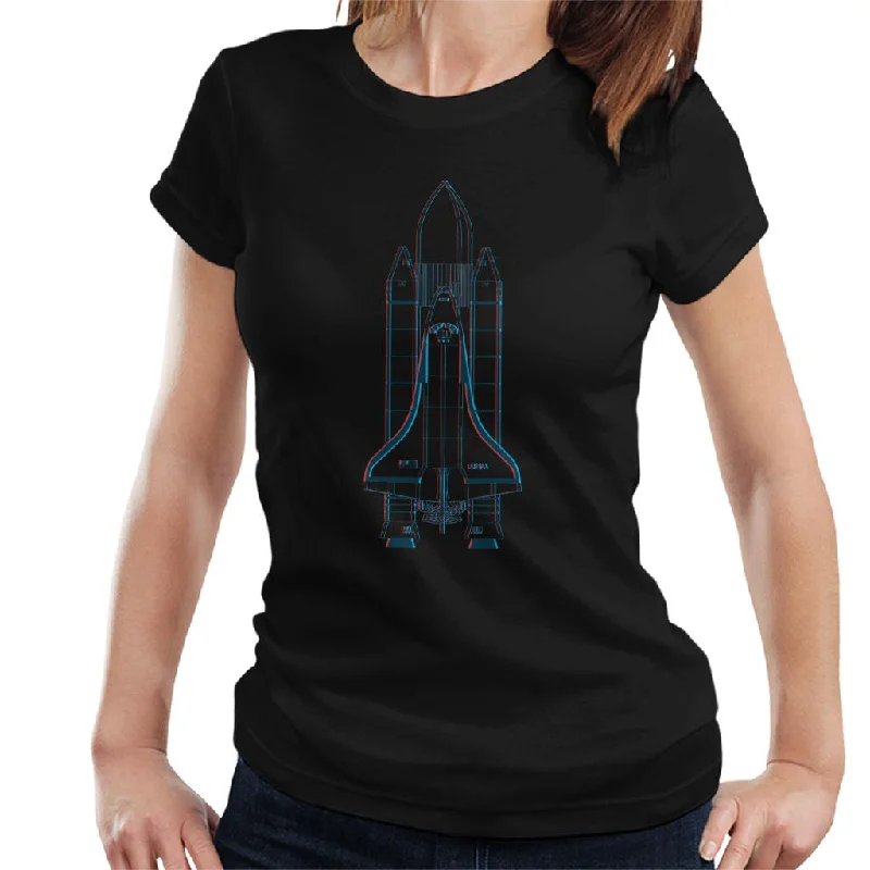 NASA Space Shuttle Enterprise 3D Effect Women's T-Shirt-- Asymmetrical Pockets Print NASA Space Shuttle Enterprise 3D Effect Women's T-Shirt-- Asymmetrical Pockets Print