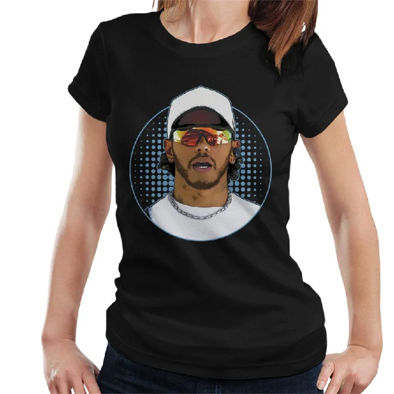 Motorsport Images Lewis Hamilton Wearing Sunglasses Design Women's T-Shirt-- Hooded Caped Shawl Collar Motorsport Images Lewis Hamilton Wearing Sunglasses Design Women's T-Shirt-- Hooded Caped Shawl Collar