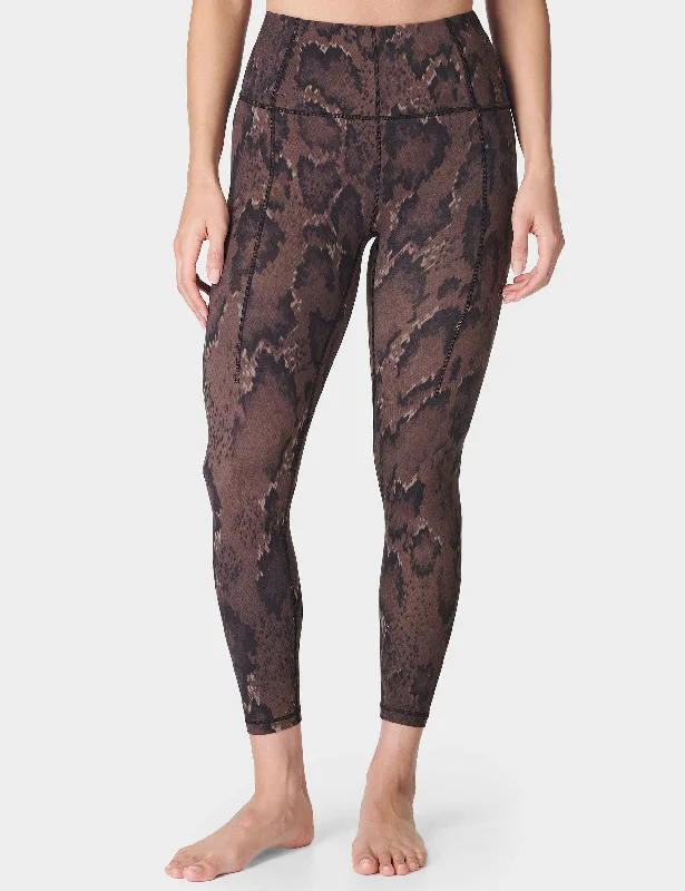 Super Soft 7/8 Yoga Leggings - Brown Python Print Fashionable Quick-Dry Leggings