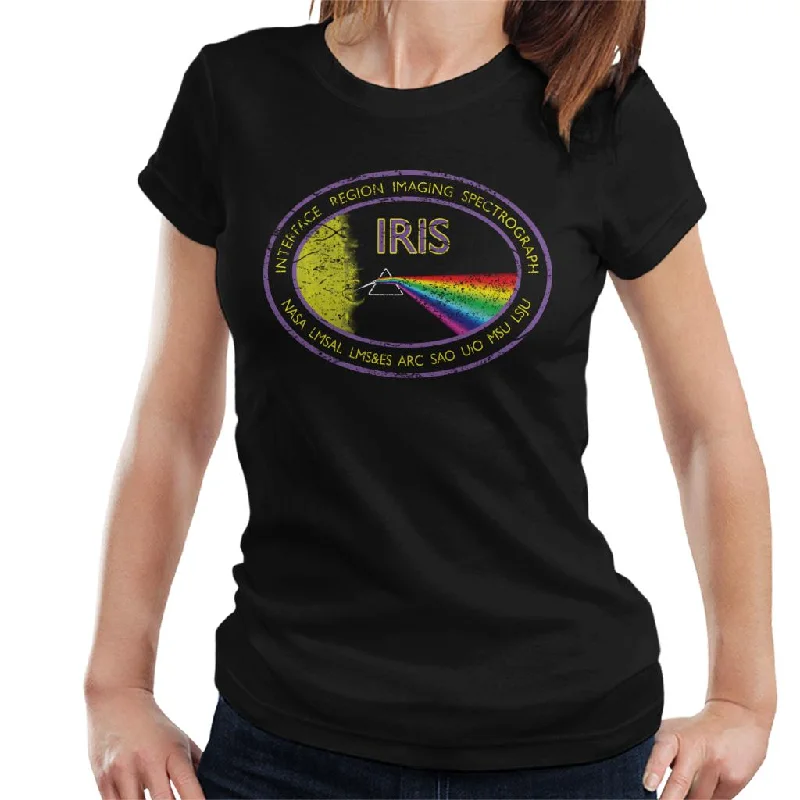NASA IRIS Mission Logo Distressed Women's T-Shirt-- Welt Pockets Slit Pockets Flap Pockets NASA IRIS Mission Logo Distressed Women's T-Shirt-- Welt Pockets Slit Pockets Flap Pockets