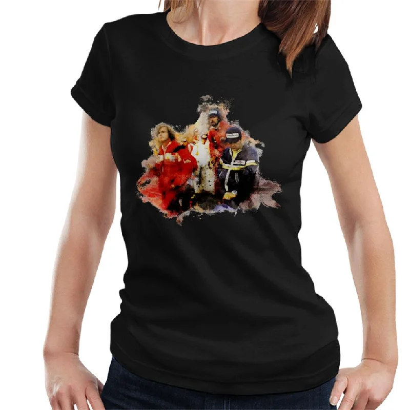 Motorsport Images Niki Lauda Japan Grand Prix Women's T-Shirt-- Polka Dot Checkered Tartan Motorsport Images Niki Lauda Japan Grand Prix Women's T-Shirt-- Polka Dot Checkered Tartan
