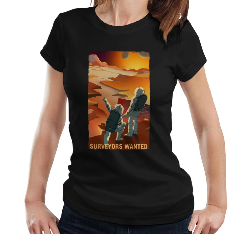 NASA Surveyors Wanted Women's T-Shirt-- Zippered Buttoned Snapped