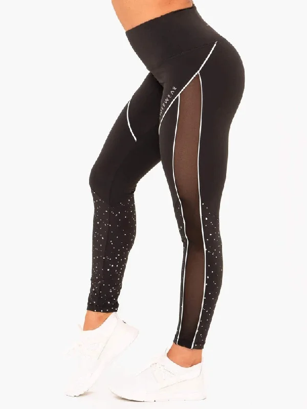Ryderwear Lunar Luxe Leggings - Black Fashionable Embroidered Detail Leggings