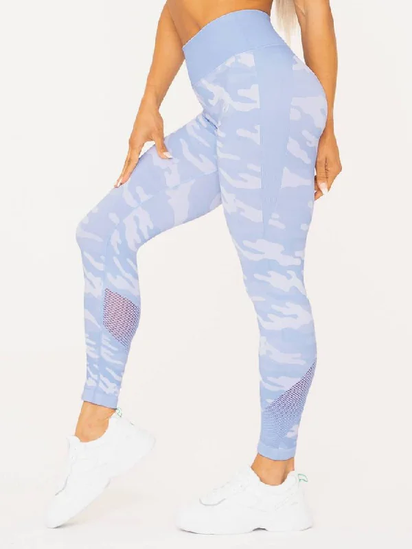 Ryderwear Camo Seamless High Waisted Leggings - Blue Camo Chic Workout Leggings