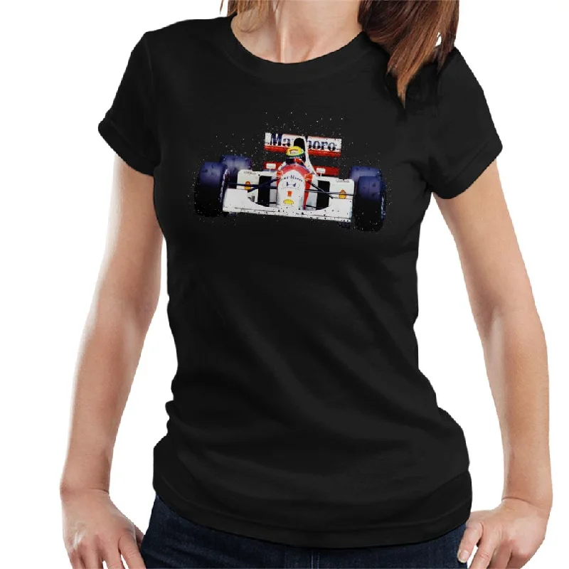 Motorsport Images Ayrton Senna 1992 Mclaren Monaco Women's T-Shirt-- Chenille Blend Fleece Blend Nylon Blend Motorsport Images Ayrton Senna 1992 Mclaren Monaco Women's T-Shirt-- Chenille Blend Fleece Blend Nylon Blend