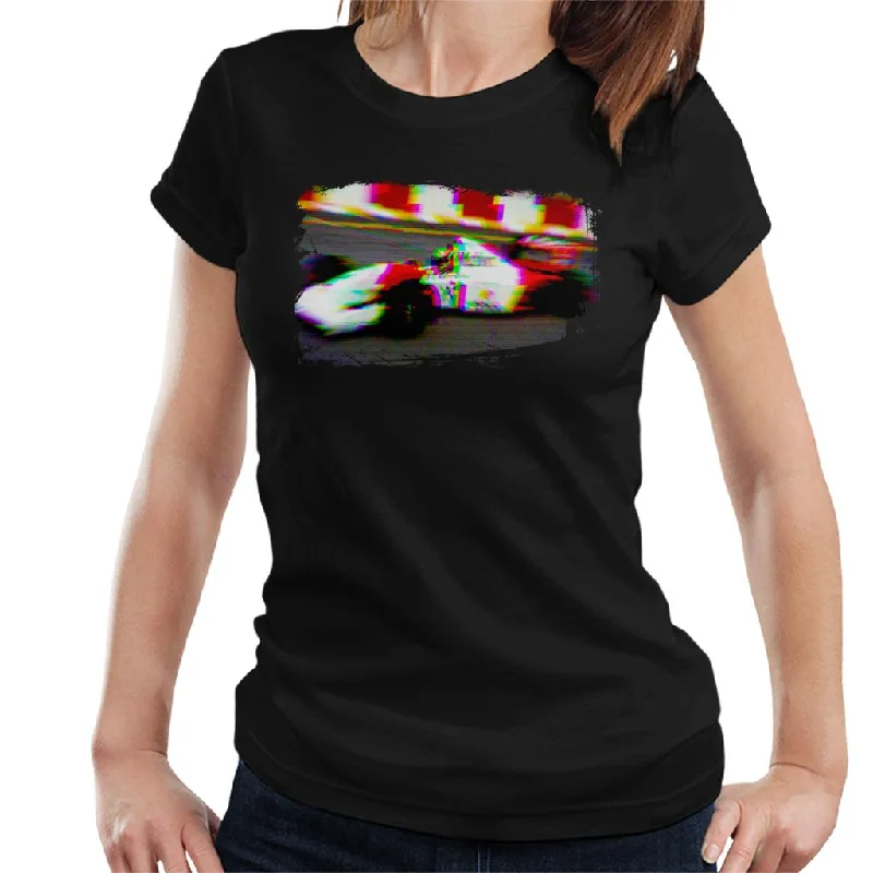 Motorsport Images Ayrton Senna Brazil 1993 Women's T-Shirt-- Silk Blend Satin Velvet Motorsport Images Ayrton Senna Brazil 1993 Women's T-Shirt-- Silk Blend Satin Velvet