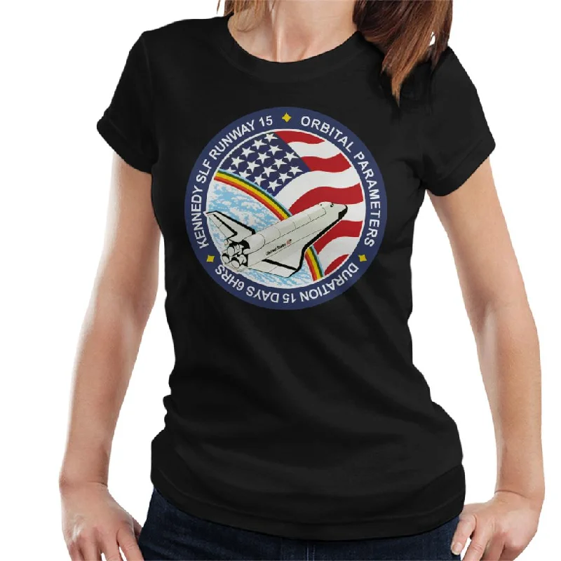 NASA STS 61B Space Shuttle Atlantis Mission Patch Women's T-Shirt-- Graphic T-Shirt Round Neck Polyester NASA STS 61B Space Shuttle Atlantis Mission Patch Women's T-Shirt-- Graphic T-Shirt Round Neck Polyester