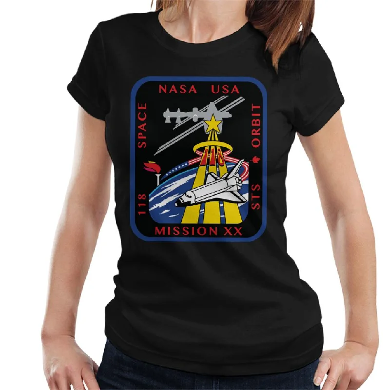 NASA STS 118 Space Shuttle Endeavour Mission Patch Women's T-Shirt-- V-Neck T-Shirt Long Sleeve Cotton NASA STS 118 Space Shuttle Endeavour Mission Patch Women's T-Shirt-- V-Neck T-Shirt Long Sleeve Cotton