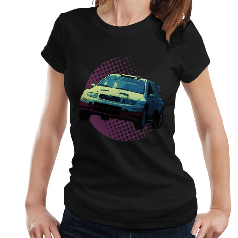 Motorsport Images Skoda Fabia WRC 05 Women's T-Shirt-- Fleece Nylon Spandex