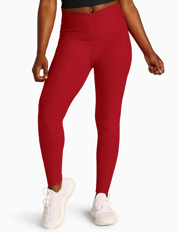 Spacedye At Your Leisure High Waisted Midi Legging - Ruby Red Heather Fashionable Floral Active Leggings Spacedye At Your Leisure High Waisted Midi Legging - Ruby Red Heather Fashionable Floral Active Leggings