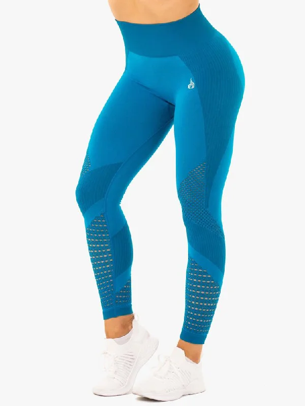 Ryderwear Electra Seamless Leggings - Electric Blue Fashionable Solid Color Tights