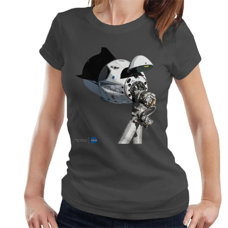 NASA SpaceX Dragon Capsule At The ISS Women's T-Shirt-- Oversized T-Shirt Spandex breathable NASA SpaceX Dragon Capsule At The ISS Women's T-Shirt-- Oversized T-Shirt Spandex breathable