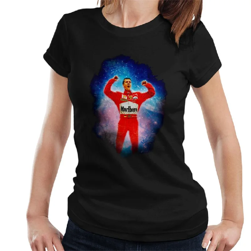 Motorsport Images Michael Schumacher Hungarian Grand Prix Win Women's T-Shirt-- Zippered Front Buttoned Front Snap Front Motorsport Images Michael Schumacher Hungarian Grand Prix Win Women's T-Shirt-- Zippered Front Buttoned Front Snap Front