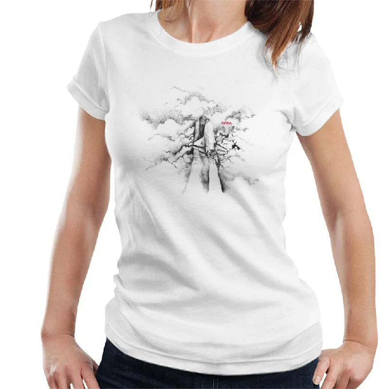 NASA Launch Beyond The Clouds Women's T-Shirt-- Cashmere Blend Cotton Blend Poly Blend NASA Launch Beyond The Clouds Women's T-Shirt-- Cashmere Blend Cotton Blend Poly Blend