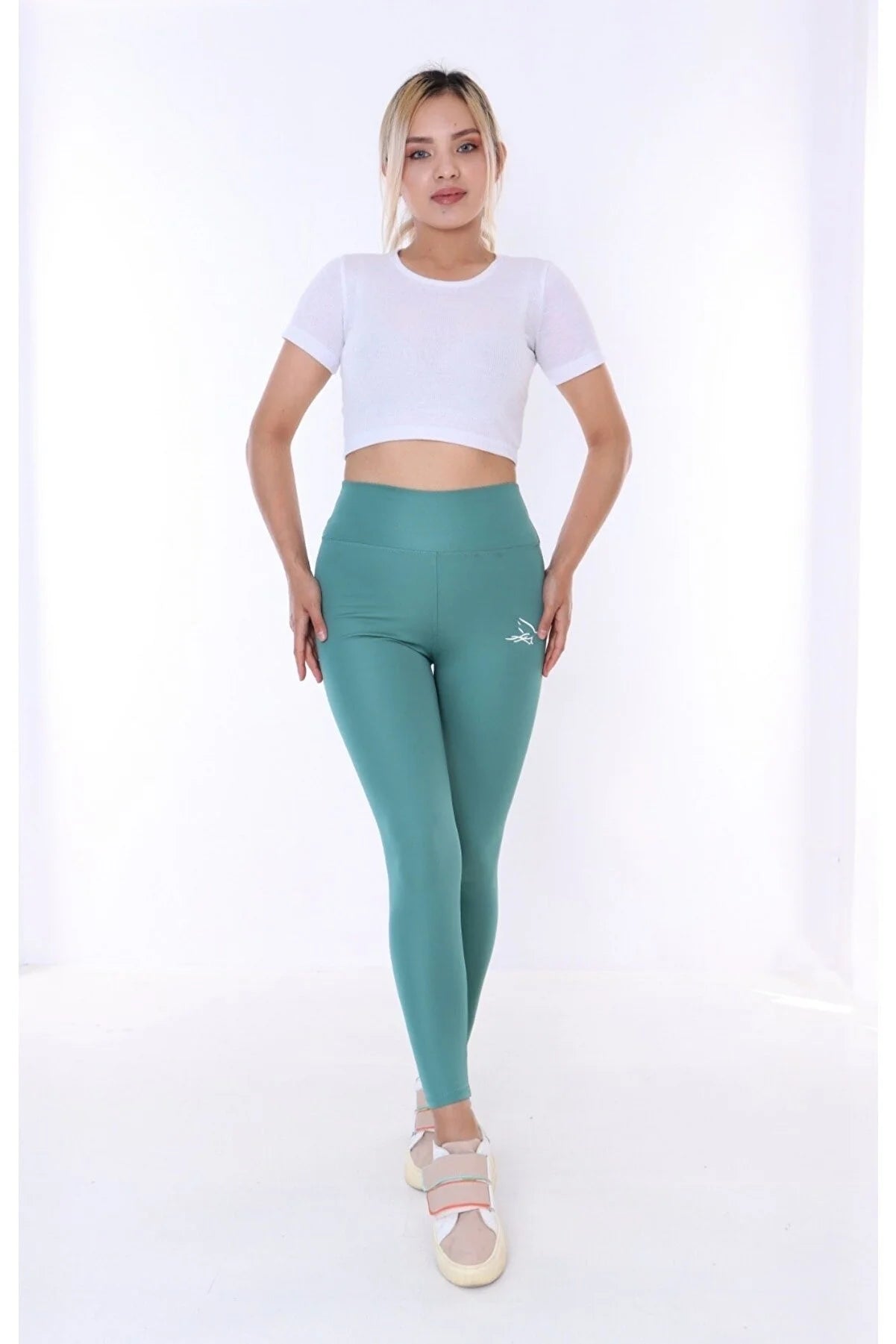 Buzzard Women's High Waist Mint Green Long Tights Leggings Cozy Cotton Leggings