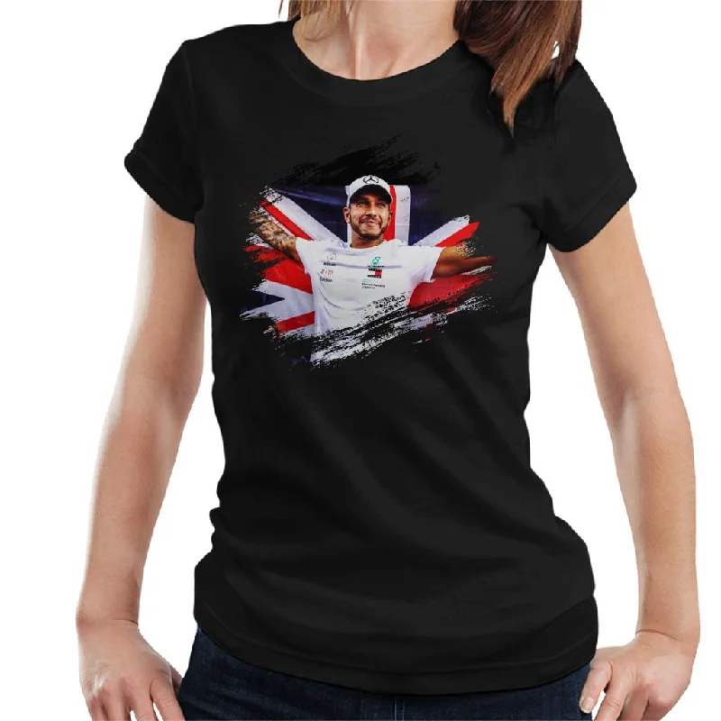 Motorsport Images Lewis Hamilton Autodromo Women's T-Shirt-- Mesh Blend Leather Blend Suede Blend Motorsport Images Lewis Hamilton Autodromo Women's T-Shirt-- Mesh Blend Leather Blend Suede Blend