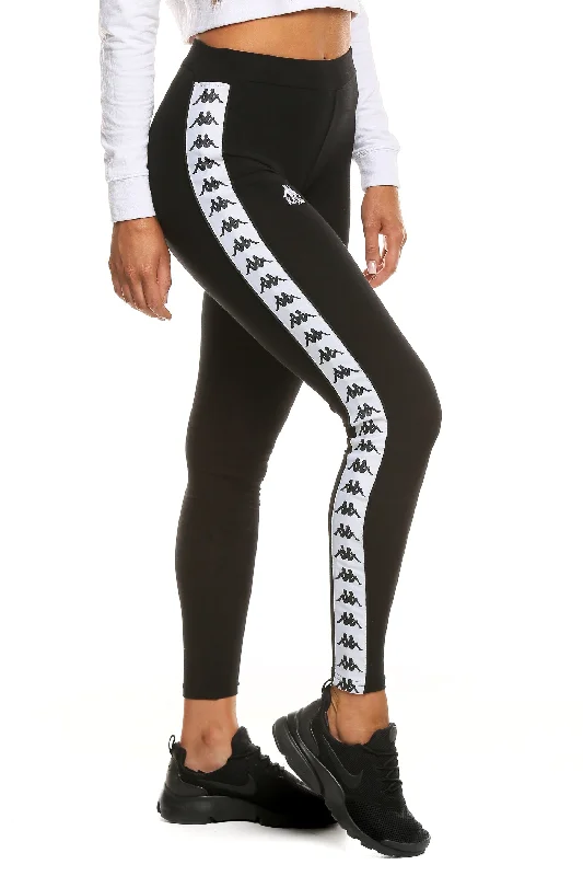 Kappa Women's Authentic Anen Leggings Black/White Fashionable Plus-Size Activewear