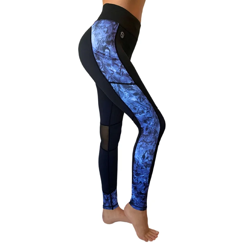 Swim Leggings for Women UPF 50+| Marble - Black with Mesh Cozy Textured Workout Leggings Swim Leggings for Women UPF 50+| Marble - Black with Mesh Cozy Textured Workout Leggings