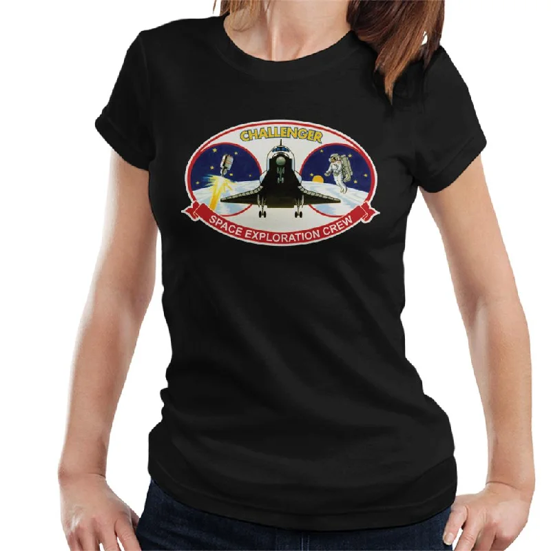 NASA STS 41B Challenger Mission Patch Women's T-Shirt-- Collared T-Shirt Boat Neck A-Line NASA STS 41B Challenger Mission Patch Women's T-Shirt-- Collared T-Shirt Boat Neck A-Line