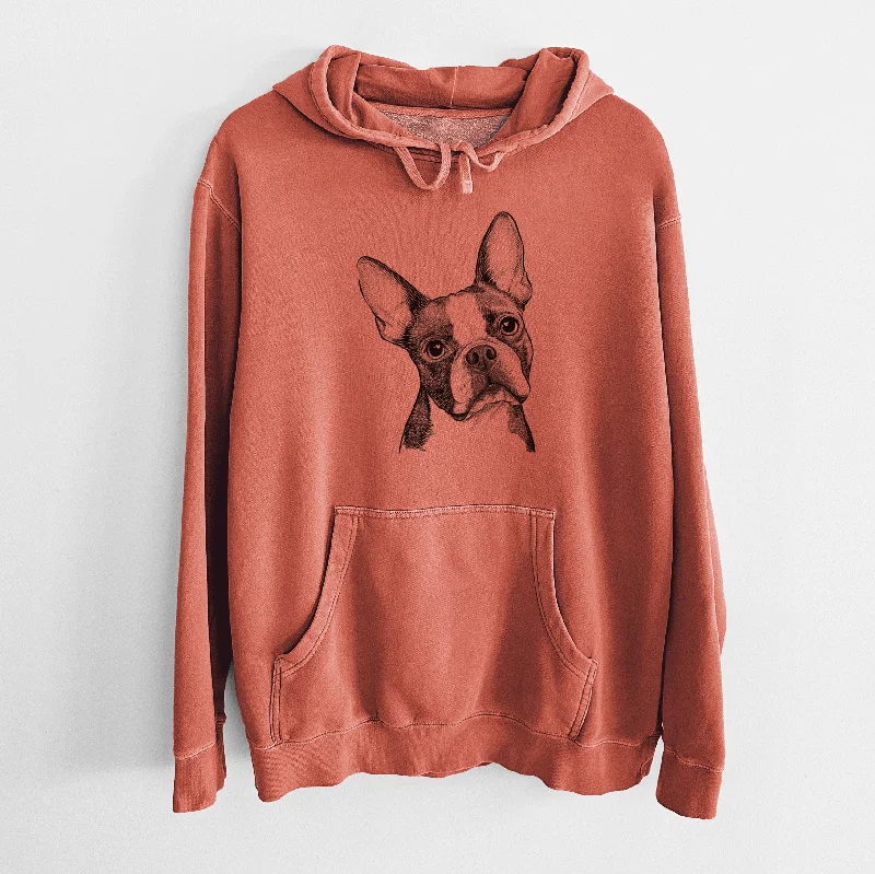 Bare Dee Dee the Boston Terrier - Unisex Pigment Dyed Hoodie Hoodie Sweatshirt Pullover Bare Dee Dee the Boston Terrier - Unisex Pigment Dyed Hoodie Hoodie Sweatshirt Pullover
