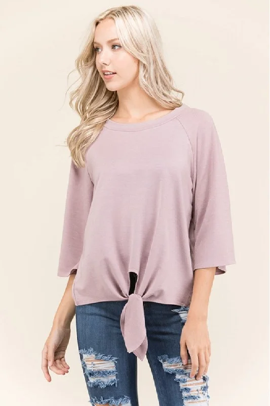 Dressed to a Tee Tie-Front Raglan Sleeve Top Tunics Prom sequined