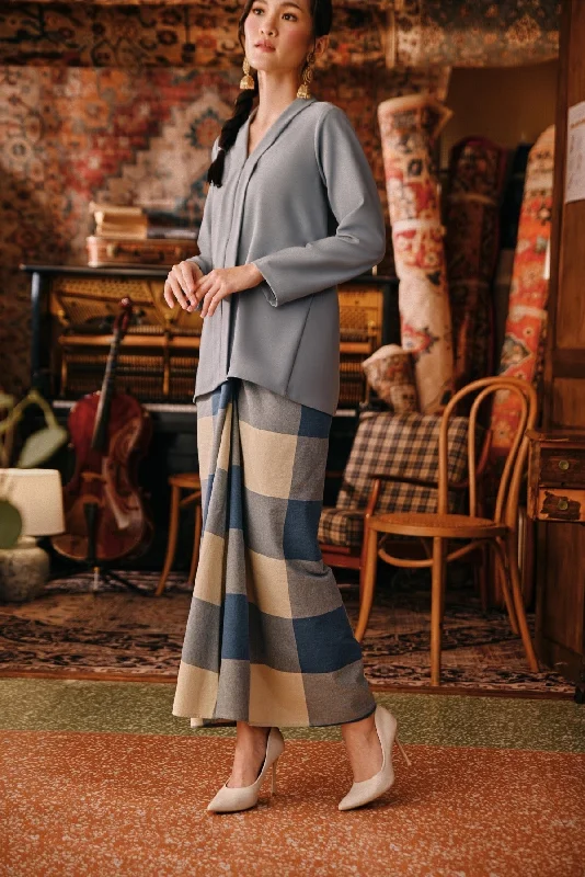 The Akar Kita Women Wrap Skirt - Blue Square relaxed fit skirt