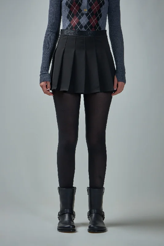 Light Twill Pleated Mini Skirt a-line skirt cut