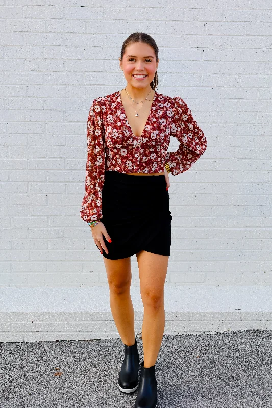 Curtis Surplice Mini Skirt denim skirt casual