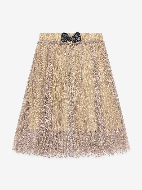 Angels Face Girls Priya Pleated Metallic Skirt in Gold pencil skirt chic