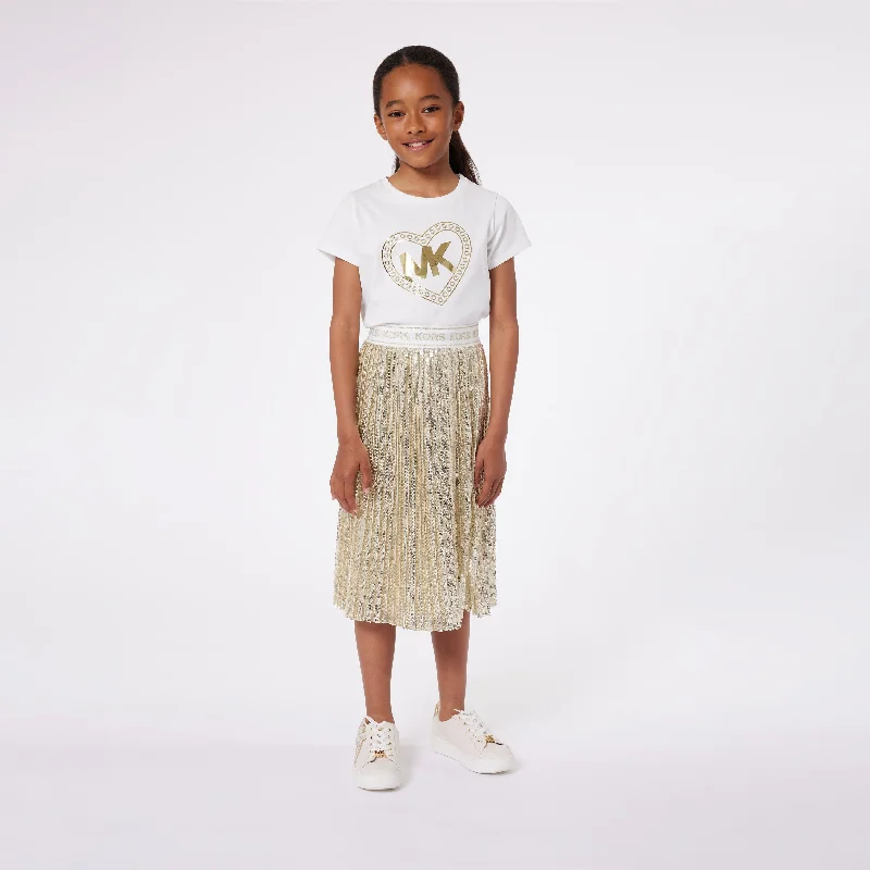 Michael Kors Girls Pleated Sequined Mid-Length Skirt in Gold vintage skirt charm