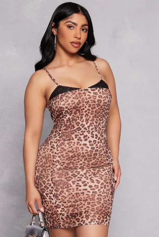 Almost Famous Lace Detail Patterned Cami Dress Halter Neckline Beach