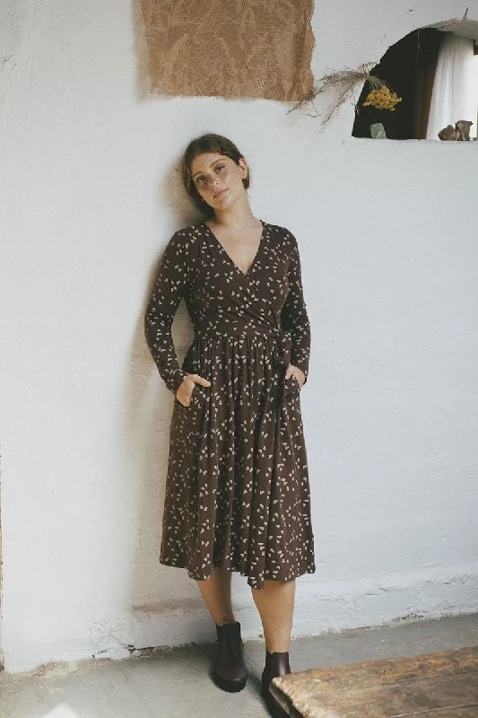 Saray crossover knit dress in brown Tunics Versatile functional
