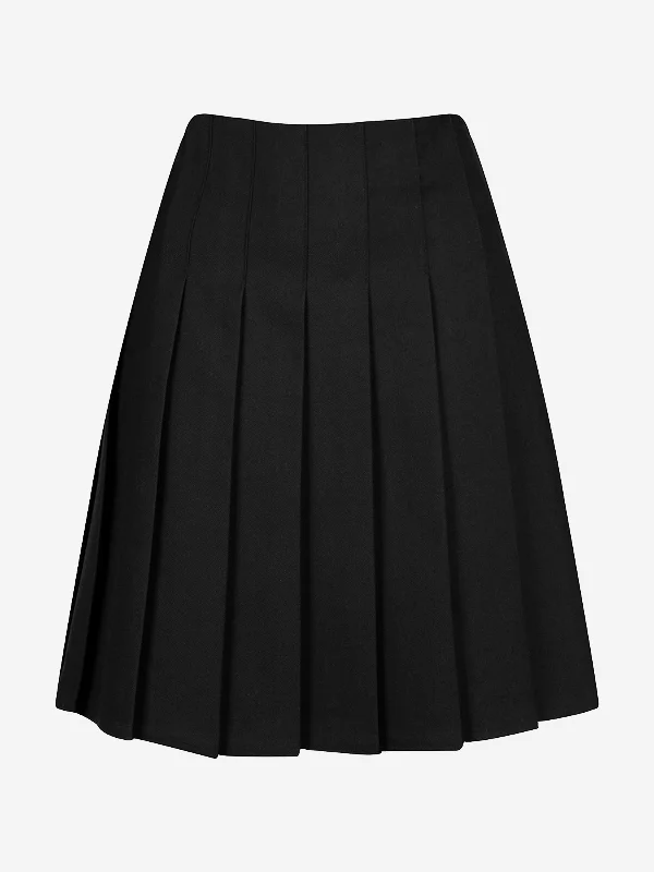 Zeco Girls School Senior Down Pleat Eco Skirt in Black denim skirt trendy