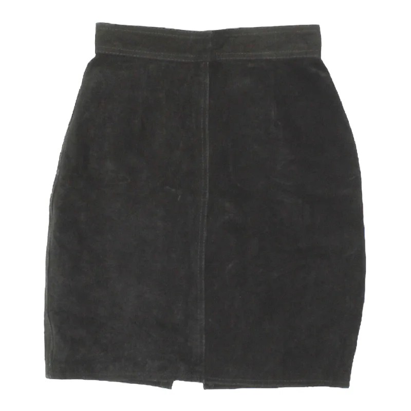 United Colors Of Benetton Womens Black Suede Leather Skirt | Vintage Designer pencil skirt chic
