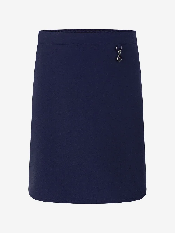 Zeco Girls School Lycra Heart Skirt in Navy breathable skirt fabric