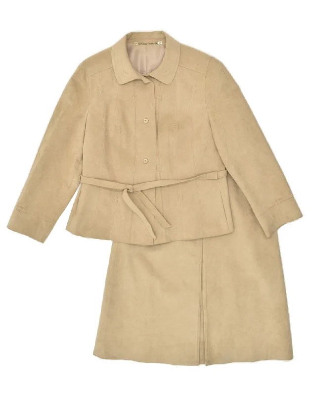 DELBA ALCANTARA Womens 2 Piece Skirt Set UK 14 Large W28 Beige Polyester denim skirt stylish DELBA ALCANTARA Womens 2 Piece Skirt Set UK 14 Large W28 Beige Polyester denim skirt stylish