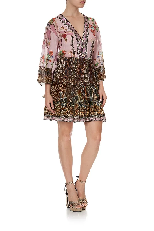 LAYERED FRILL SKIRT WILD AZAL pleated skirt texture