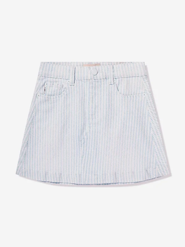 DL1961 Girls Jenny Striped Mini Skirt in Blue linen skirt breathable