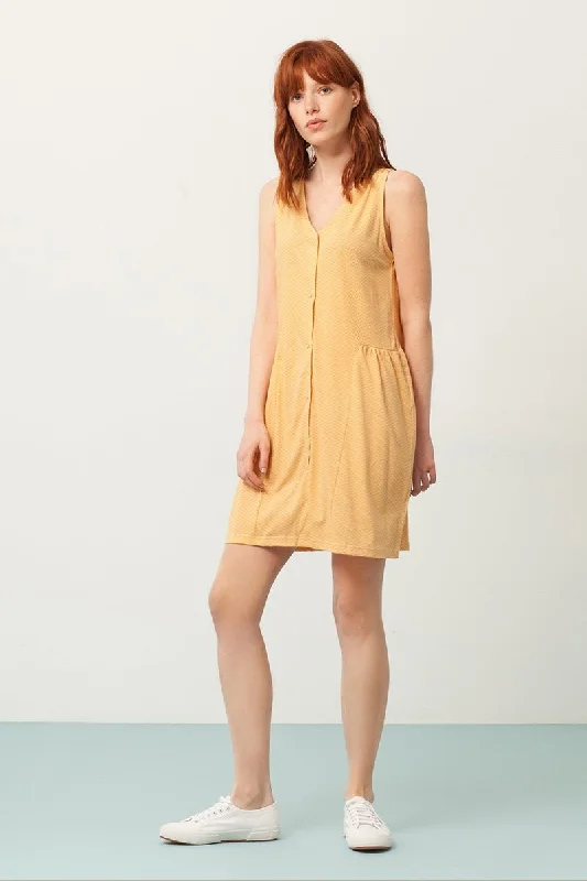Paula V-neck dress in yellow and japanese print Tunics Formal black
